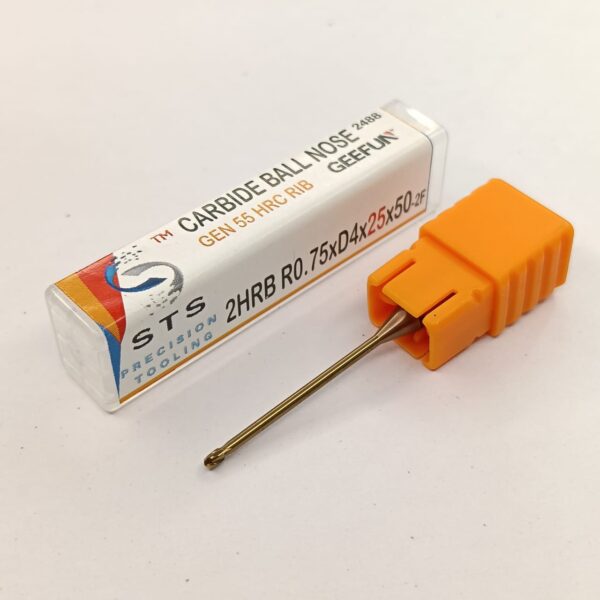 Carbide long neck ball Nose 55 hrc - 2HRB 55-R0.75xD4x25x50-2f - Image 5