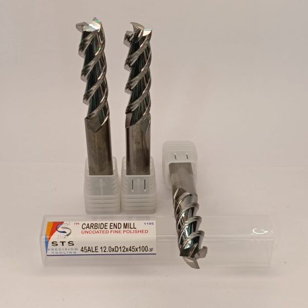 Carbide end Mill Uncoated 45ALE 12.0xD12x45x100-3F Polished - Image 2