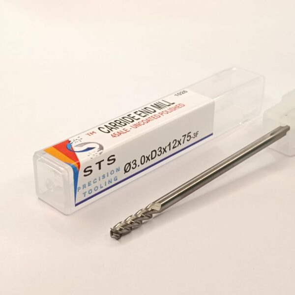 Uncoated End Mill - 45ALE 3.0x12xD3x75-3F Polished