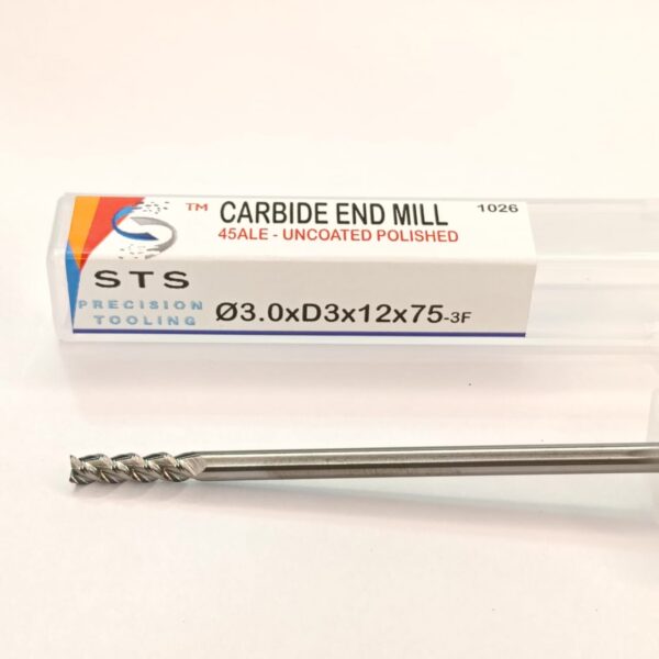 Uncoated End Mill - 45ALE 3.0x12xD3x75-3F Polished - Image 6