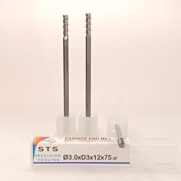 Uncoated End Mill - 45ALE 3.0x12xD3x75-3F Polished - Image 2