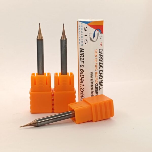 Micro End Mill 55 hrc - MIR2F-55 0.6xD4x1.2x50 - Image 2