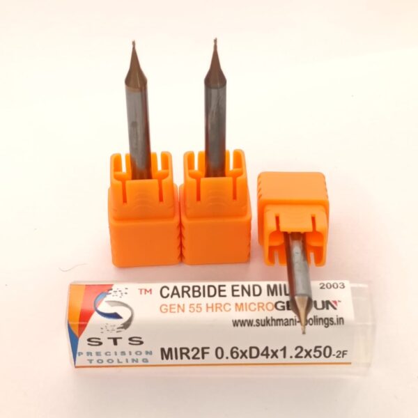 Micro End Mill 55 hrc - MIR2F-55 0.6xD4x1.2x50 - Image 3