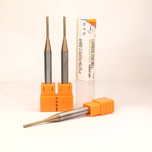 CARBIDE END MILL LONG NECK 55 HRC 4HRE 55-2.0xD6x16x75 - Image 3