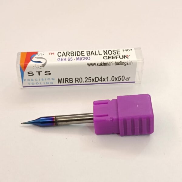 Carbide Micro Ball Nose 65 hrc - MIRB 65 R0.25xD4x1.0x50 - Image 2